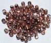 50 6mm Round Half Mirror Copper Capri Glass Beads