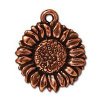 1 15mm TierraCast Antique Copper Sunflower Pendant