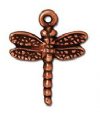1 20x16mm TierraCast Antique Copper Dragonfly Pendant