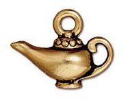 1 9mm TierraCast Antique Gold Aladdin's Lamp Pendant