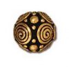 1 8mm TierraCast Round Antique Gold Spiral Bead