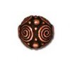 1 8mm TierraCast Round Antique Copper Spiral Bead