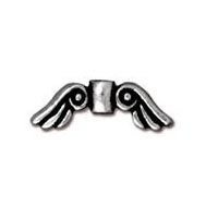 1 5x14mm Antique Silver TierraCast Small Angel Wing Bead