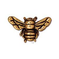 1 10x16mm Antique Gold TierraCast Honey Bee Bead