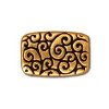 1 13x9mm TierraCast Flat Antique Gold Rectangle Bead with Scroll Design