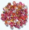 50 6mm Faceted Half-Coat Two Tone Yellow and Dark Pink