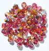50 6mm Faceted Half-Coat Two Tone Orange and Dark Pink