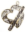 1 21mm Vintage Anti-Brass Heart Filigree Toggle