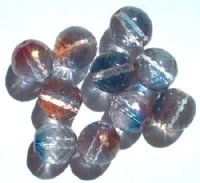 10 12mm Faceted Rich Cut Crystal, Blue, & Copper Pink