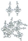 5 Pairs of 28x15mm Chandelier Drop Silver Earrings