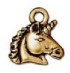 1 14mm TierraCast Antique Gold Unicorn Head Pendant