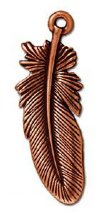 1 24mm TierraCast Antique Copper Feather Pendant
