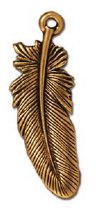 1 24mm TierraCast Antique Gold Feather Pendant