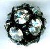1 10mm Round Black with Crystal Rhinestones