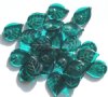 25 18x13mm Transparent Dark Teal Glass Leaf Beads