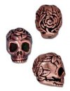 1 10mm TierraCast Antique Copper Rose Skull Bead