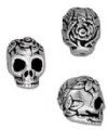 1 10mm TierraCast Antique Silver Rose Skull Bead