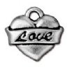 1 11mm TierraCast Antique Silver Love Heart Pendant