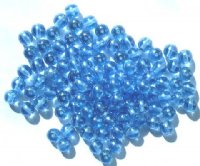 100 6mm Light Sapphire Lustre Round Glass Beads