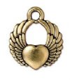 1 12mm TierraCast Antique Gold Winged Heart Pendant