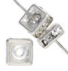 10 4mm Silver Squaredelles with Crystal Rhinestones