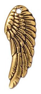 1 27mm TierraCast Antique Gold Wing Pendant