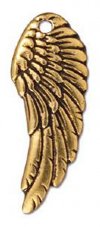 1 27mm TierraCast Antique Gold Wing Pendant