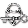 1 25mm TierraCast Antique Silver Lock and Key Toggle