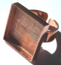 1 21x21x3mm Dazzle-it Bright Copper Square Adjustable Ring with Raised Bezel