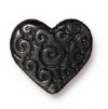 1 10x12mm TierraCast Flat Black Oxide Heart with Scroll Design