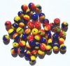 25 8mm Red, Yellow, and Blue Marble Round Beads