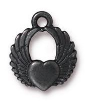 1 12mm TierraCast Black Oxide Winged Heart Pendant
