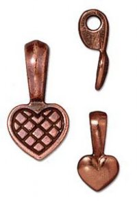1 20x10mm TierraCast Glue On Antique Copper Heart Bail