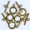 5 Sets of 16mm Antique Gold Plain Toggle Clasps