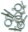 5 Sets of 16mm Antique Silver Plain Toggle Clasps