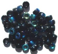 50 6x9mm Opaque Black AB Glass Crow Beads