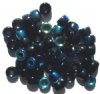 50 6x9mm Opaque Black AB Glass Crow Beads