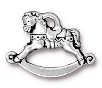 1 16x22mm TierraCast Antique Silver Rocking Horse Pendant