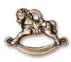 1 16x22mm TierraCast Brass Oxide Rocking Horse Pendant