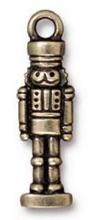1 27x8mm TierraCast Brass Oxide Nutcracker Pendant