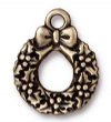 1 27mm TierraCast Brass Oxide Wreath Pendant