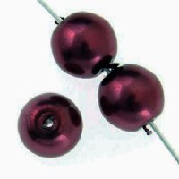 16 inch strand of 6mm Burgundy Round Glass Pearl Beads