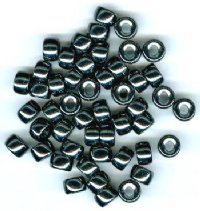 50 6x9mm Opaque Gunmetal Glass Crow Beads