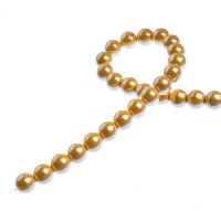 8 inch strand of 6mm Iridescent Dark Cream Round Glass Pearl Beads
