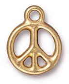 1 15mm TierraCast Gold Peace Symbol Pendant