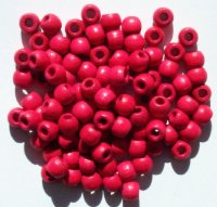 100 5x6mm Red Crow Wood Beads