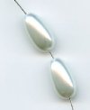 16 inch strand of 12x8mm White Glass Pearl Teardrop Beads