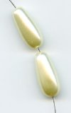 16 inch strand of 12x8mm Ivory Glass Pearl Teardrop Beads