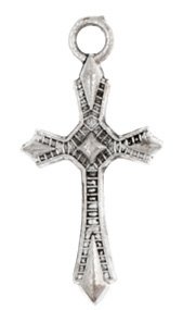 1, 22x11mm Antique Silver Flared Diamond Center Cross Pendant