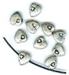 10 8x9mm Antique Silver Stamped Heart Beads
